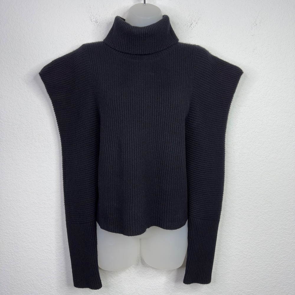 A.L.C. Maura Sweater Women M Black Wool Cashmere Turtleneck Dark Academia Luxury